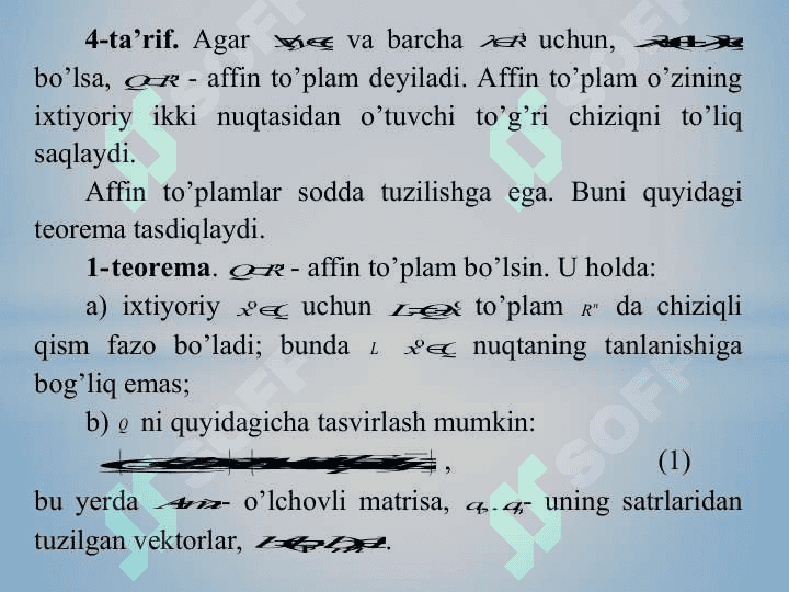 Qavariq to‘plamlar va ular ustida amallar. Qavariq to‘plamlarning ajralishi 7