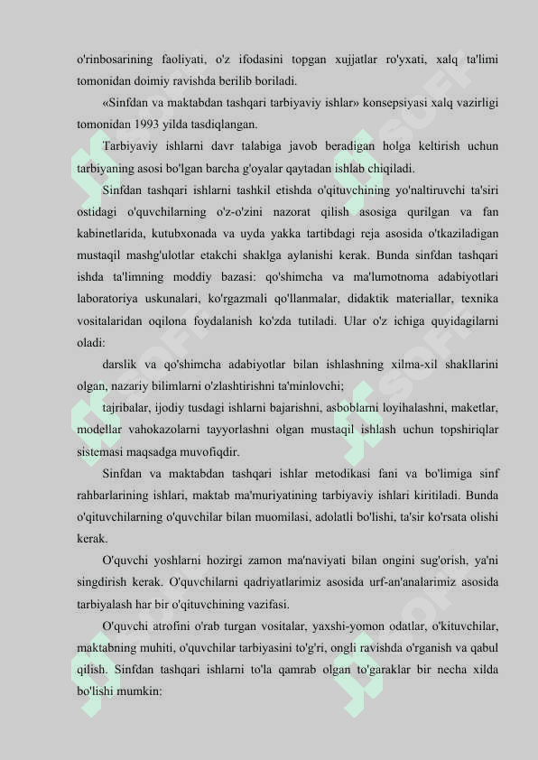 SINFDAN VA MAKTABDAN TASHQARI TARBIYAVIY ISHLARNI KONSEPSIYASI 6