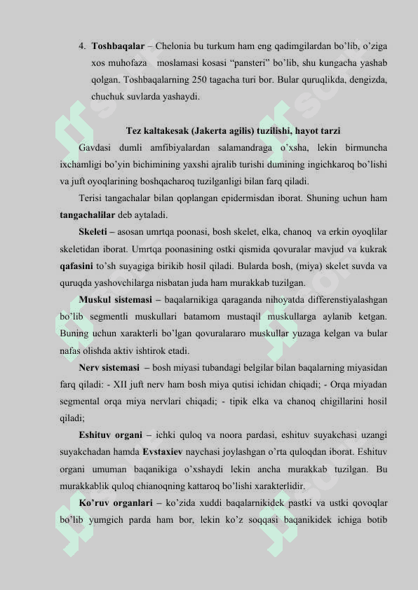 SUDRALIB YURUVCHILAR (GAZANDALAR)  YOKI PANTELIYALAR (REPTILIA) 3