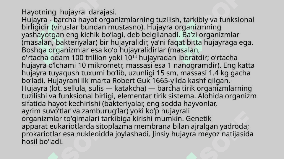 Hayotning molekulyar asoslari 4