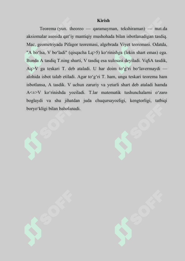 TEOREMALAR  VA ULARNI ISBOTLASH USULLARI 2