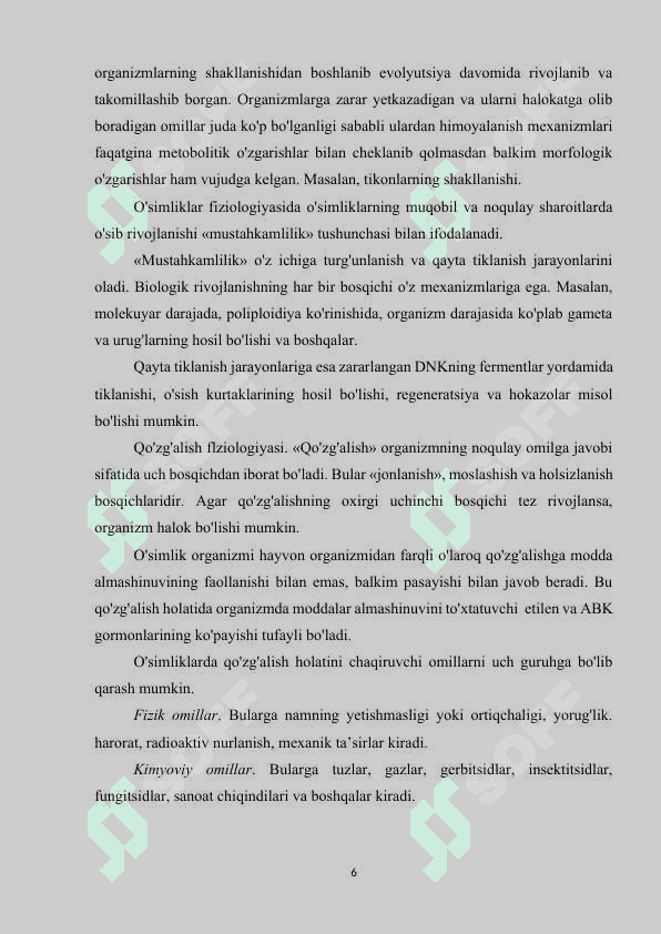 Mavzu: O’simliklarning qurg’oqchilikka chidamliligi 6