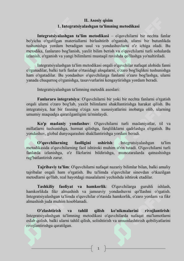 Integratsiylashgan ta’limni tashkil etish metodikasi 5