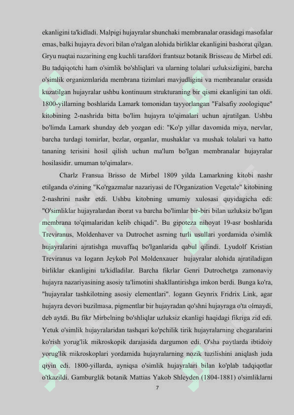Mavzu: O’simlik hujayrasining fiziologiyasi 7