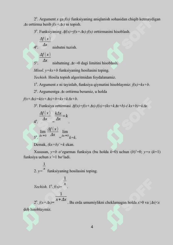 Hosila haqida tushuncha uning geometrik va fizik manolari 4