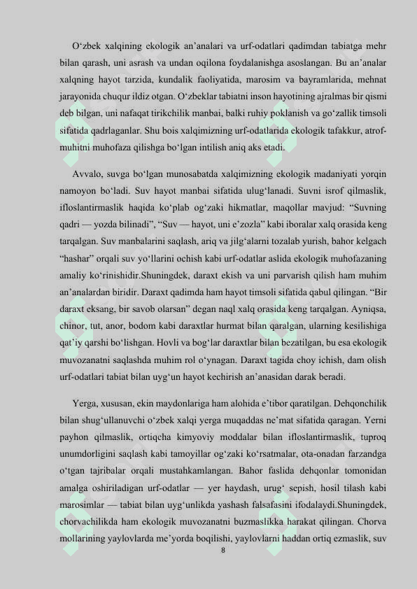 ATROF-MUHITNI TOZA SAQLASHDA AJDODLARIMIZ MEROSIDAN FOYDALANISHNING AMALIY USULLARI 8