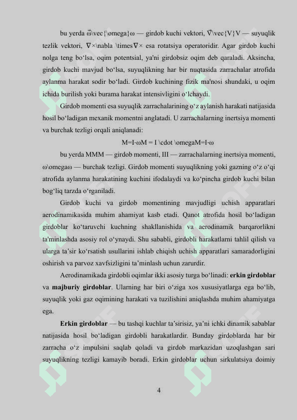 Girdobli harakat sirkulasiya tezligi 4