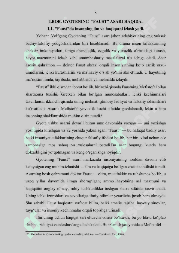Gyotening Faust asaridagi umuminsoniy g'oyalari 5