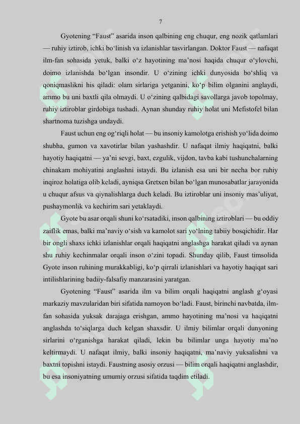 Gyotening Faust asaridagi umuminsoniy g'oyalari 7
