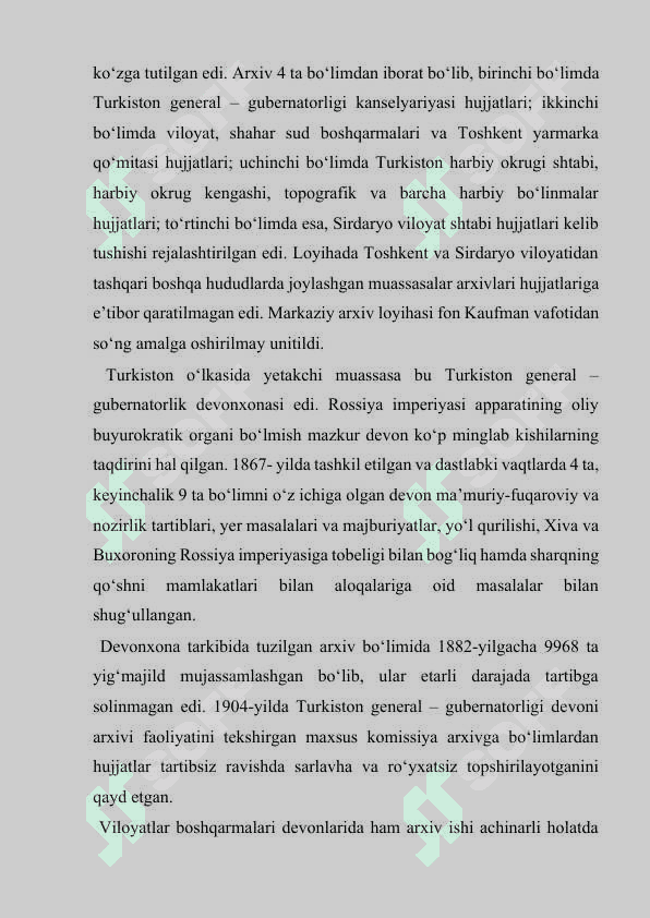 TURKISTON GENERAL GUBERNATORLIGI KONSELYARIYASI MATERIALLARI 4