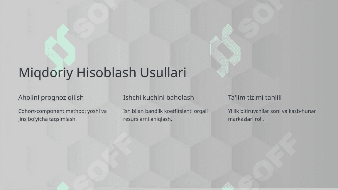 Mehnat resurslari taklifini miqdor jihatdan hisoblash tajribasi 4