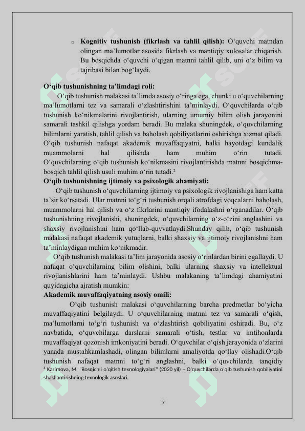 ona tili darslarida o'quvhcilarning o'qib tushunish malakasini oshirish 7