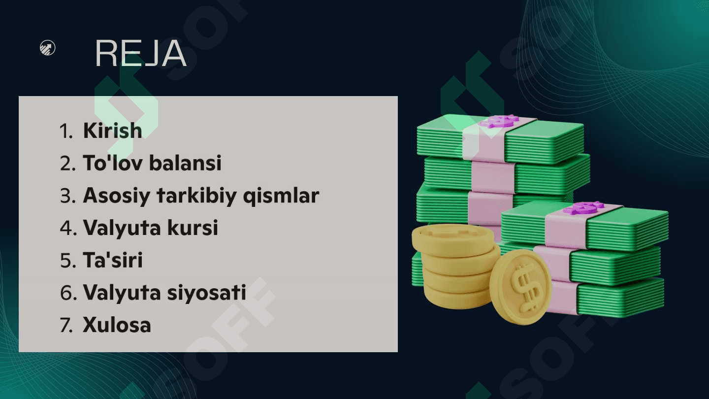 XALQARO VALYUTA MUNOSABATLARIDA TO'LOV BALANSI VA UNGA VALYUTA KURSINING TA'SIRI XALQARO VALYUTA MUNOSABATLARIDA TO'LOV BALANSI VA UNGA VALYUTA KURSINING TA'SIRI 2