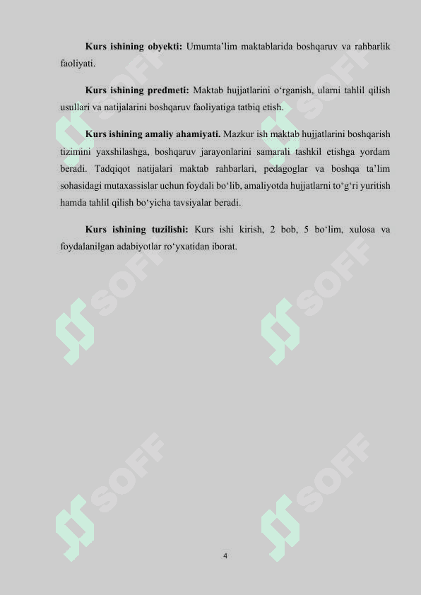MAKTAB XUJJATTLARINI O‘RGANISH VA TAHLIL QILISH. 4