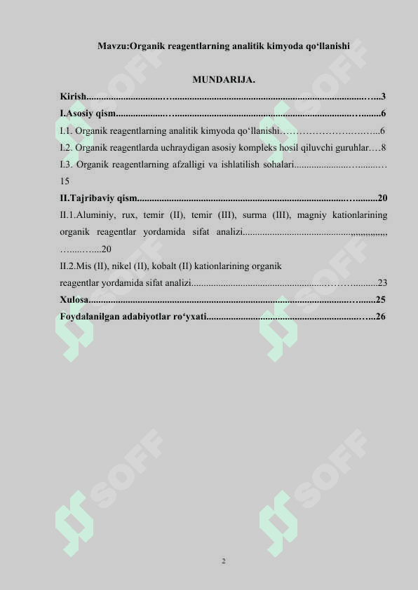 Organik reagentlarning analitik kimyoda qo‘llanishi 2