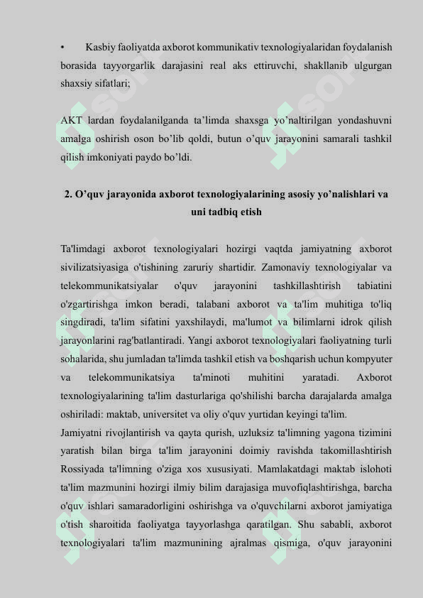 O'QUV JARAYONIDA AXBOROT TEXNOLOGIYALARINING ASOSIY YO'NALISHLARI VA UNI TADBIQ ETISH 3