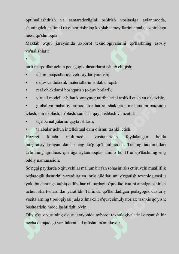 O'QUV JARAYONIDA AXBOROT TEXNOLOGIYALARINING ASOSIY YO'NALISHLARI VA UNI TADBIQ ETISH 4
