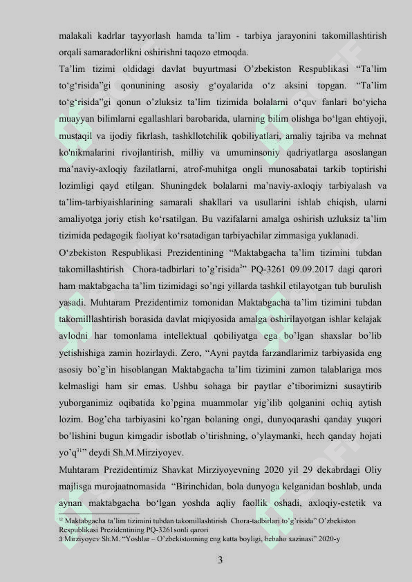 ILK VA MAKTABGACHA YOSHDAGI BOLALAR RIVOJLANISHIGA QO'YILADIGAN DAVLAT TALABLARI 3
