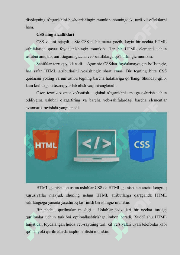 CSS HAQIDA UMUMIY TUSHUNCHA. CSS TURLALARI VA ULARNING QO‘LLANILISHI 7