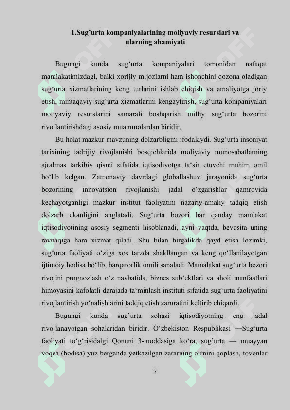 Sug'urta kompaniyalari moliyaviy resurslarini boshqarish masalalari 7
