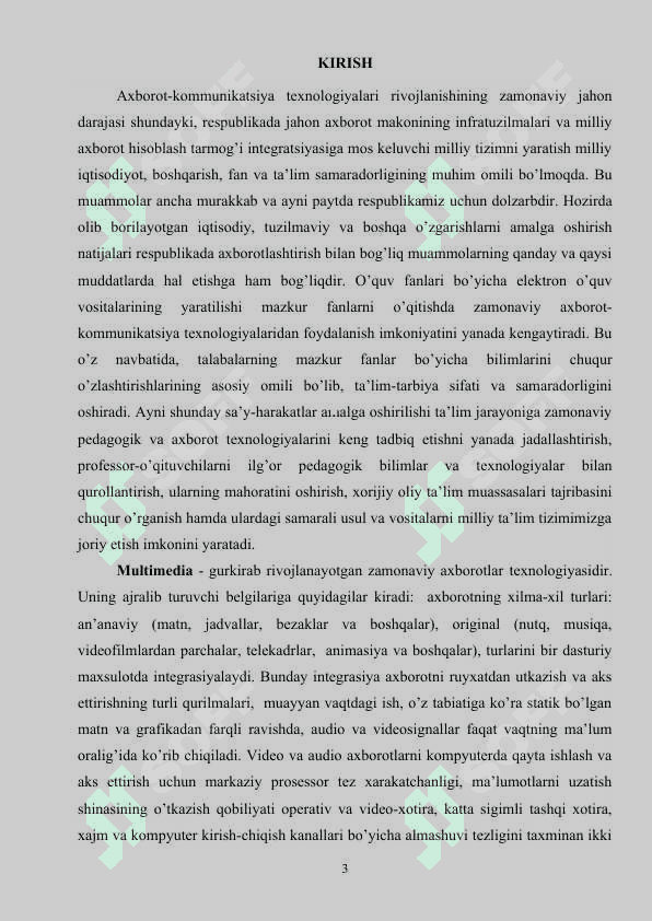Ta'lim jarayonida kompyuter va texnik vositalari, kurs ishi 3