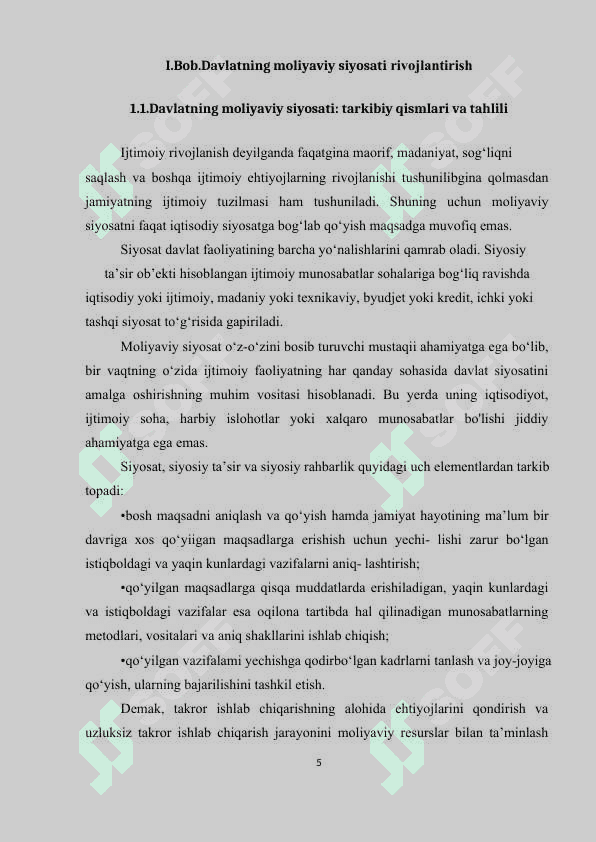 Moliyaviy siyosat,uning iqtisodiyotni modernizatsiyalash sharoitida asosiy yo'nalishlari. 5