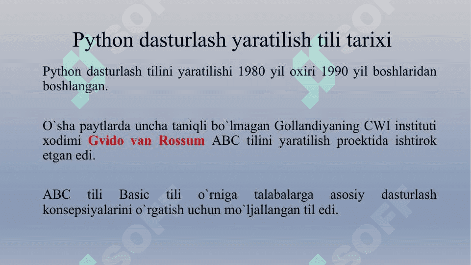 Python dasturlash tili bilan tanishish. 2
