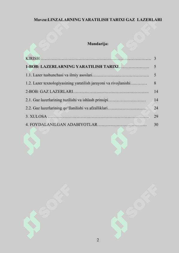Linzalarning yaratilish tarixi gaz  lazerlari 2