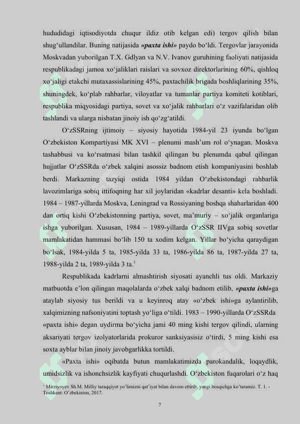 O‘zbekiston mustaqillik yo‘lida (1985-1989-yillar). 7