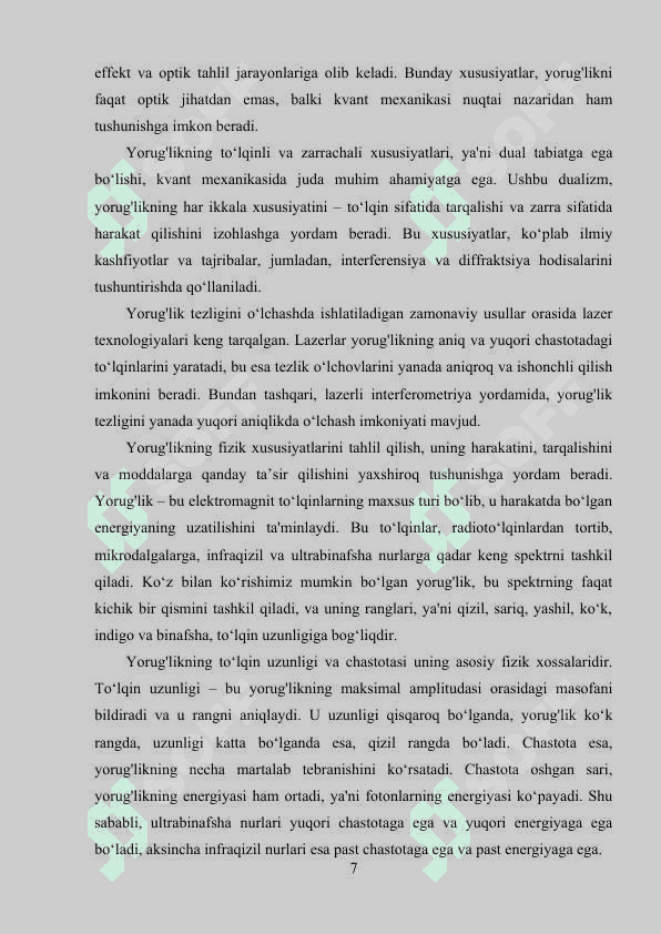 Yorug'lik tezligi va uni o'lchash usullari. 7