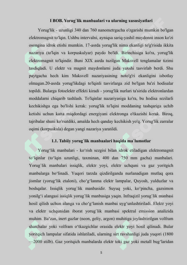 TABIIY YORUG`LIK MANBAALARI 5