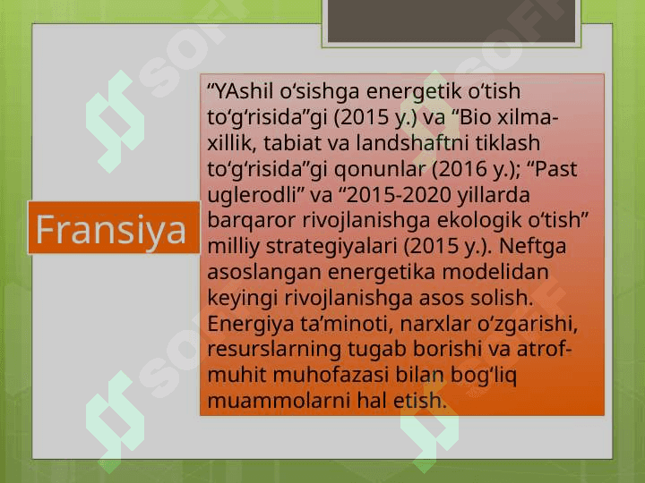 Rivojlangan mamlakatlarida yashil o’sishni ta’minlash modellari 6