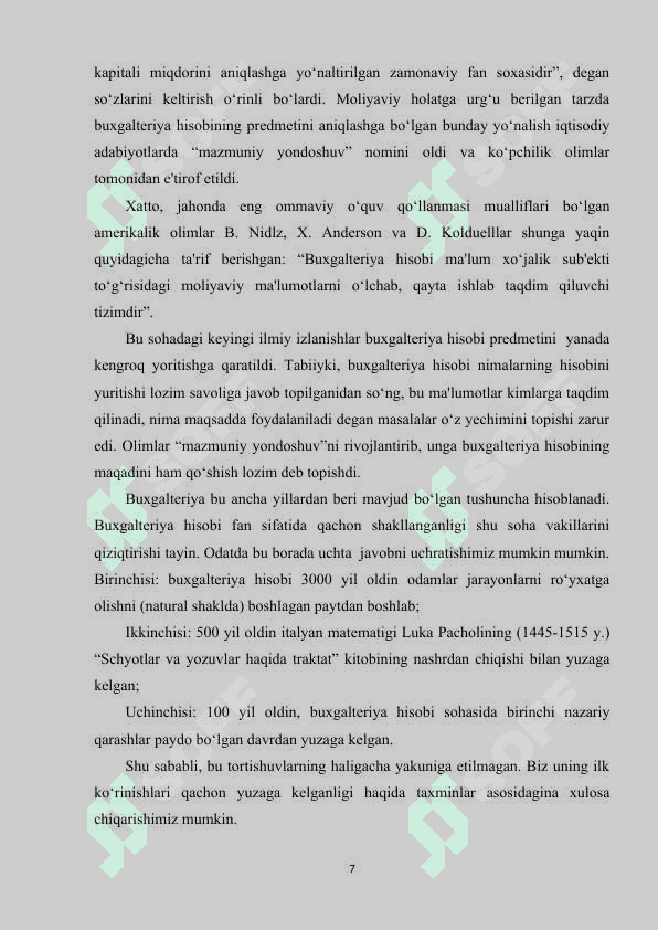 Qoshma korxonalarda buxgalteriya hisobini tashkil etish. 7