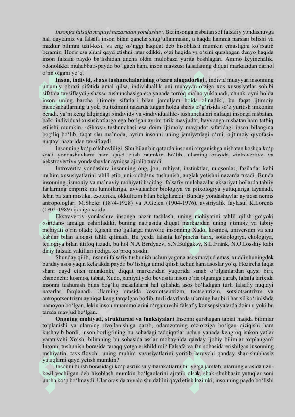 Inson falsafasi Falsafiy antropologiya Qadriyatlar falsafasi aksiologiya 4