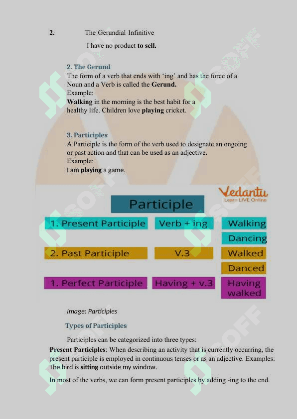 Non-finite forms of the verb. 5