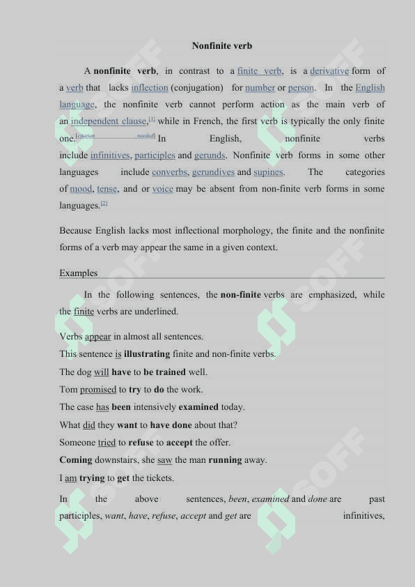 Non-finite forms of the verb. 8