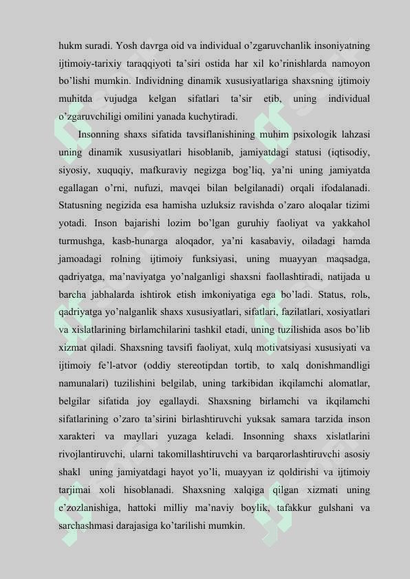 shaxs va uning tuzilishi, shaxs psixologiyasi ko'p qirrali tahlili kurs ishi 8