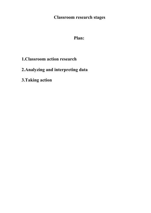 Classroom research stages 1