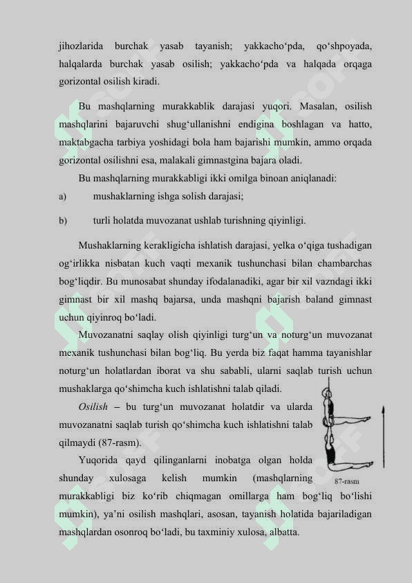Gimnastika sport jihozlarida mashqlar bajarish bo’yicha mahoratini oshirish. 3