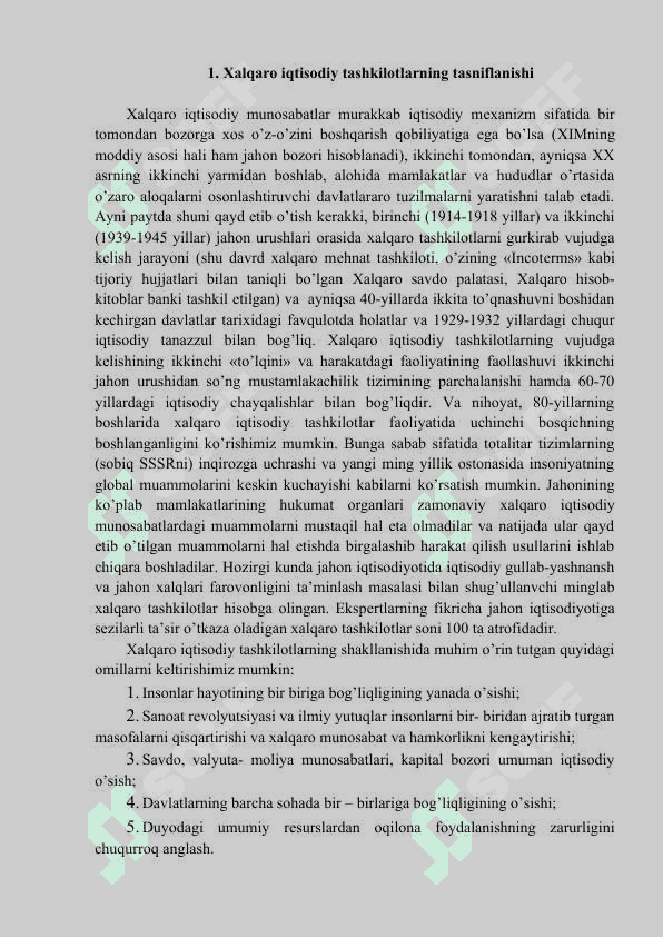 Jahon savdo tashkilotlarida jahon xo'jaligining rivojlanish yo'nalish va uni mamalakatlardagi o’rni 2