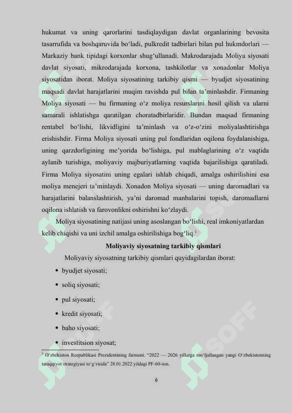 Moliyaviy siyosat,uning iqtisodiyotni modernizatsiyalash sharoitida asosiy yo'nalishlari 6