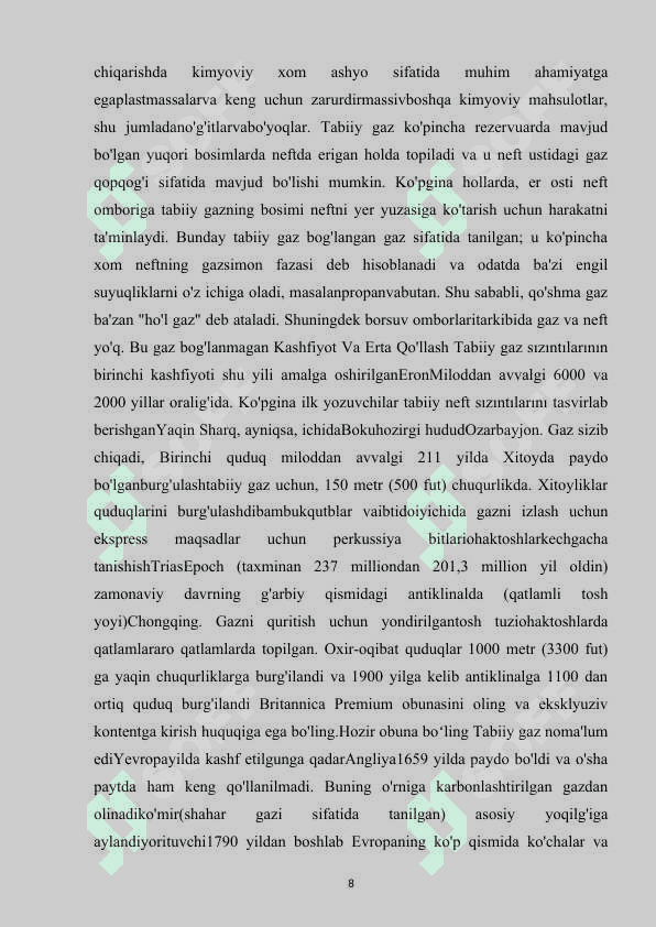 tabiiy gaz tarkibidagi kislotali komponentlar va ularning xossalari 8