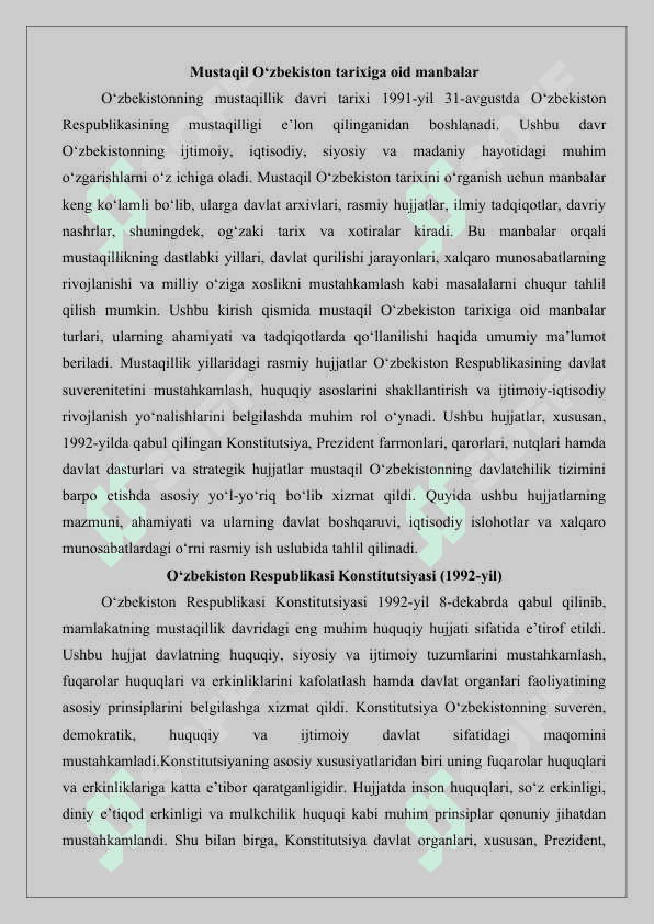 Mustaqil O‘zbekiston tarixiga oid manbalar 26 2