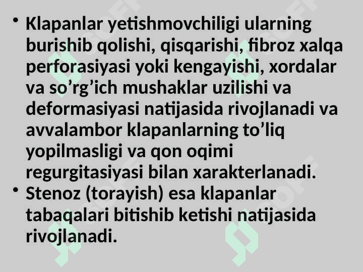 Yurakning mitral va aortal klapan yetishmovchiliklari 3