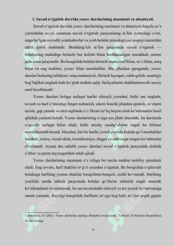 Savod o‘rgatish davrida yozuv darslarida mantiqiy mashqlarni tashkil etish. 4