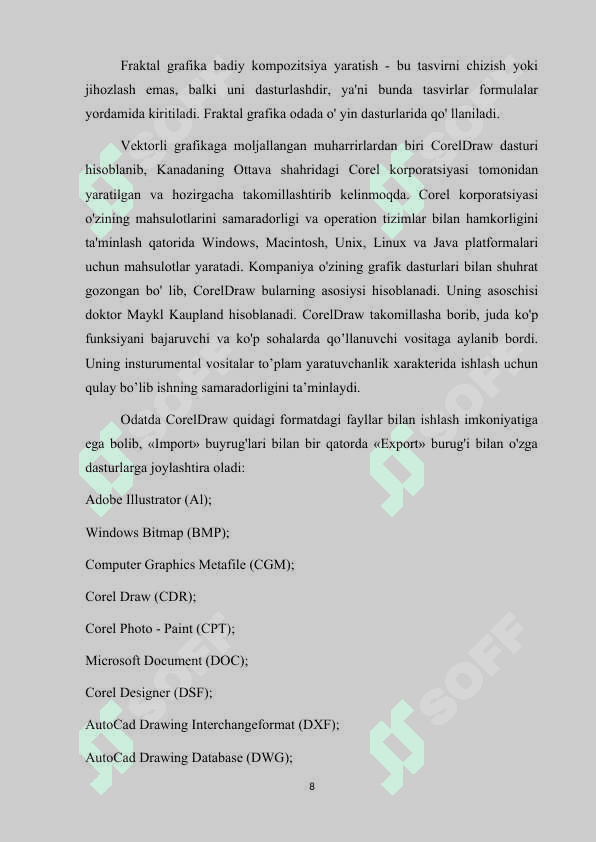 “Corel Draw dasturida obe’ktlarni import va eksport qilish” 8