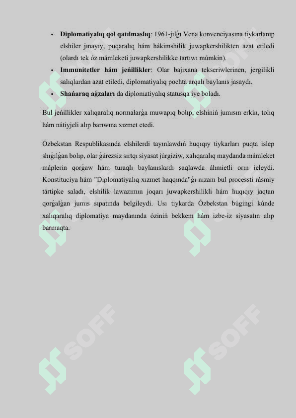 Ózbekstanda ayrıqsha hám tolıq huqıqlı elshilerdi tayınlaw tártibi. 8