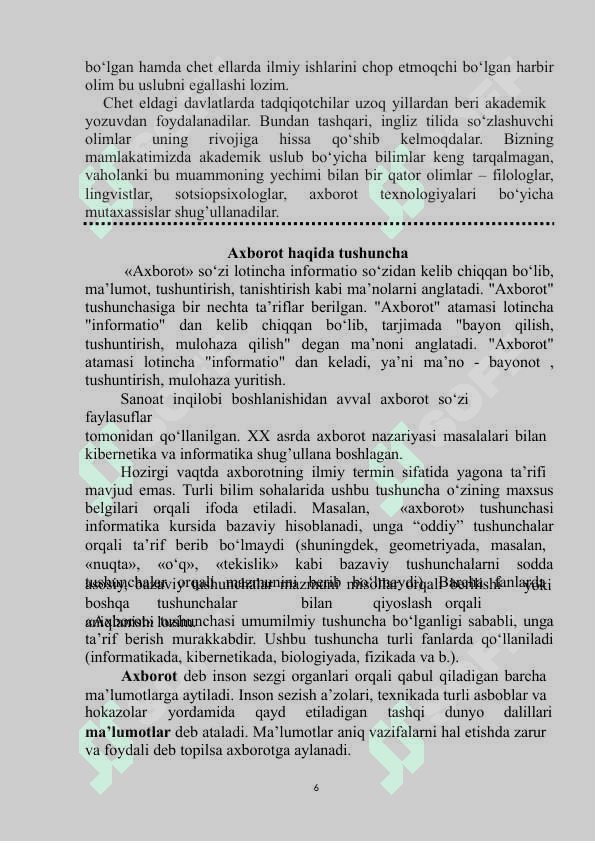 AKADEMIK YOZUV O‘quv qo‘llanma (1 bosqich bakalavriat bo‘limi talabalari uchun ) 6