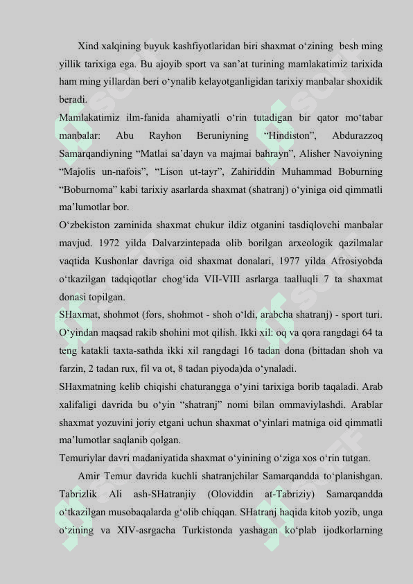 SHAXMAT O’YININING O’RTA  OSIYO VA YEVROPADA YOYILISHI 2