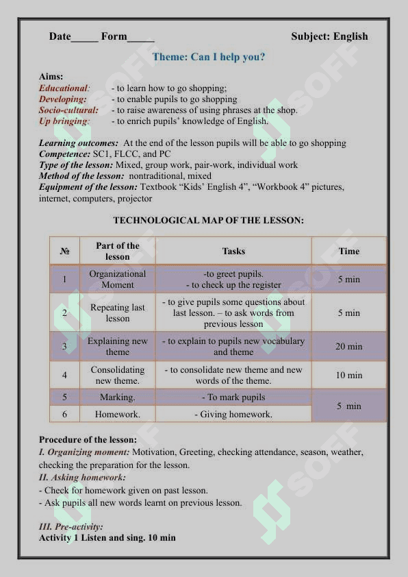 4-sinflar uchun ingliz tilidan dars ishlanma 2